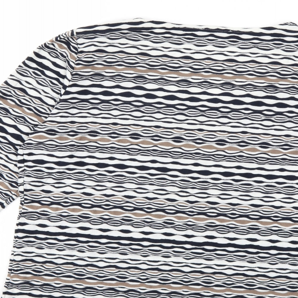 Papaya Womens Blue Striped  Basic T-Shirt Size 18