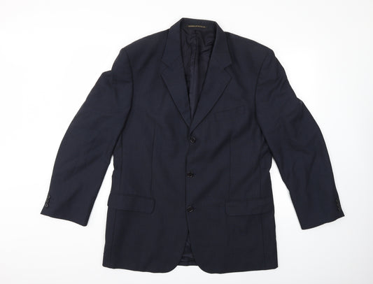 Front view of Marks & Spencer men’s blue jacket suit jacket, size 42
