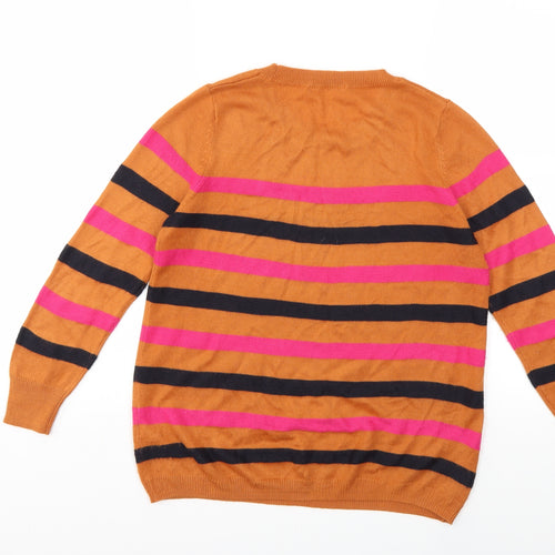 TU Womens Brown Striped Knit Pullover Jumper Size 8