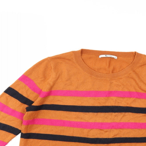 TU Womens Brown Striped Knit Pullover Jumper Size 8