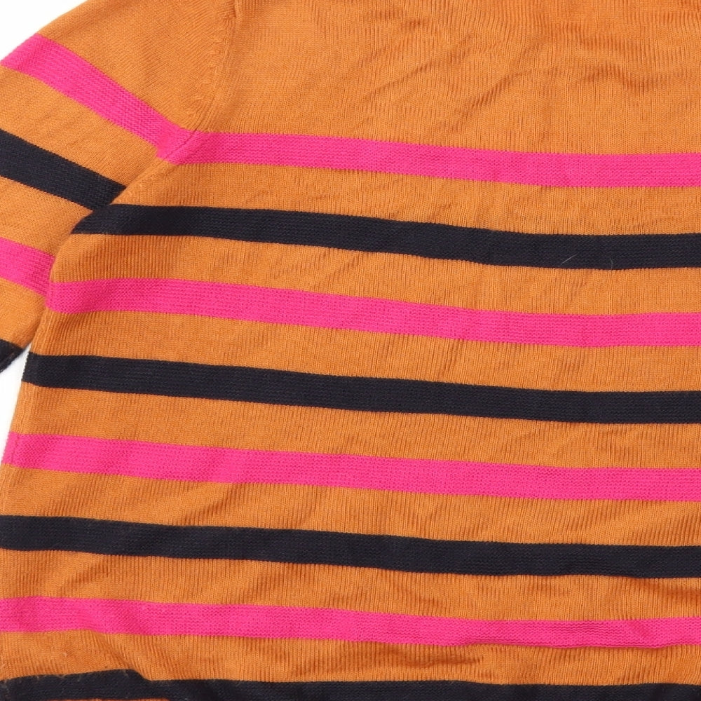 TU Womens Brown Striped Knit Pullover Jumper Size 8