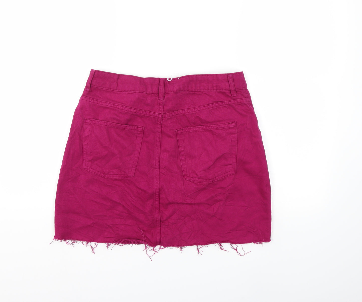 Topshop Womens Pink  Denim Mini Skirt Size 12