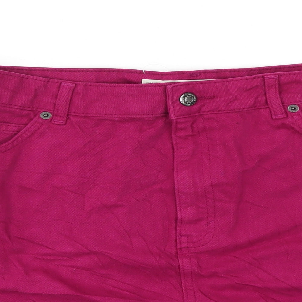 Topshop Womens Pink  Denim Mini Skirt Size 12