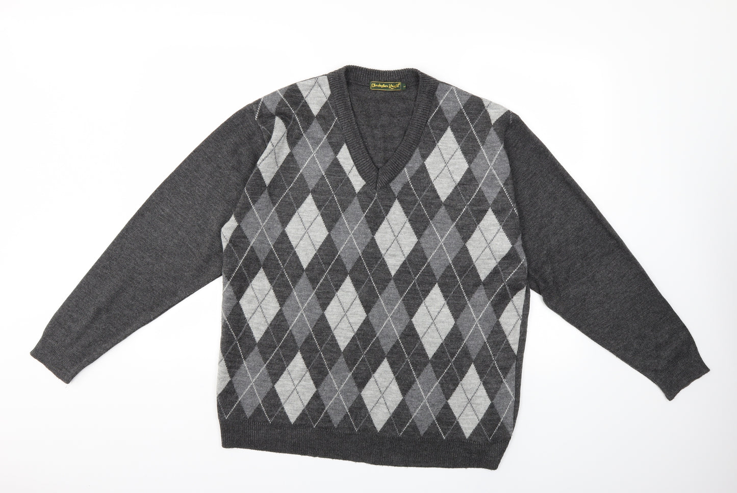 Christopher knight Mens Green Check Knit Pullover Jumper Size L