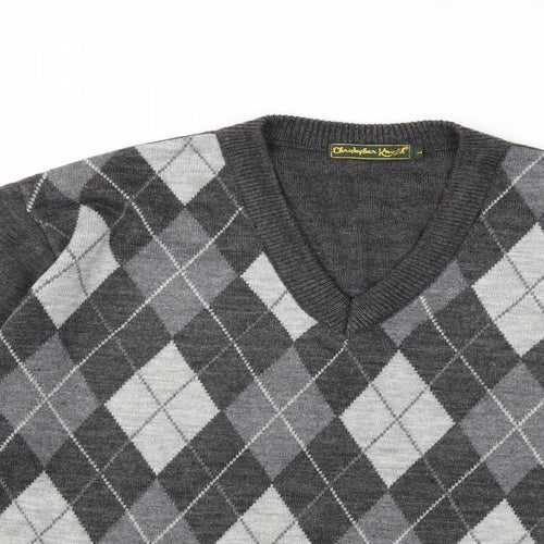 Christopher knight Mens Green Check Knit Pullover Jumper Size L