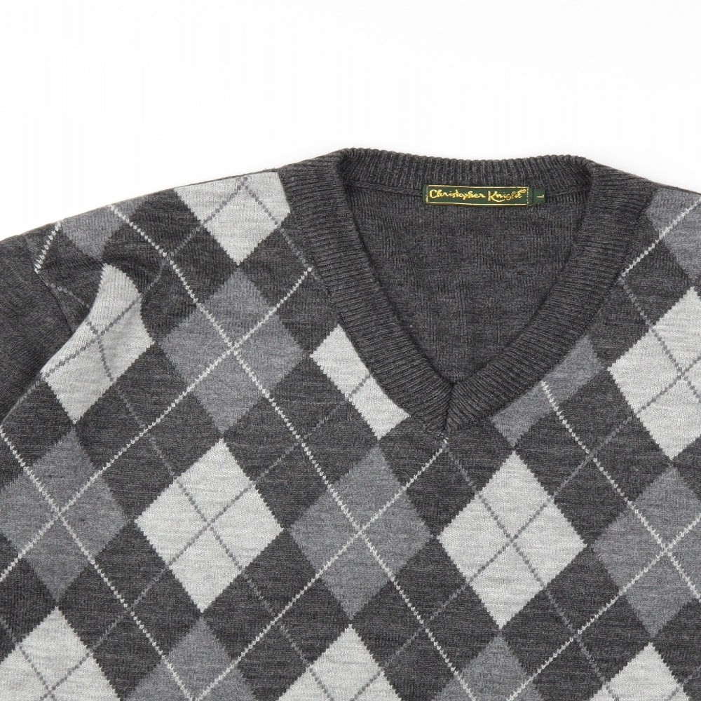 Christopher knight Mens Green Check Knit Pullover Jumper Size L