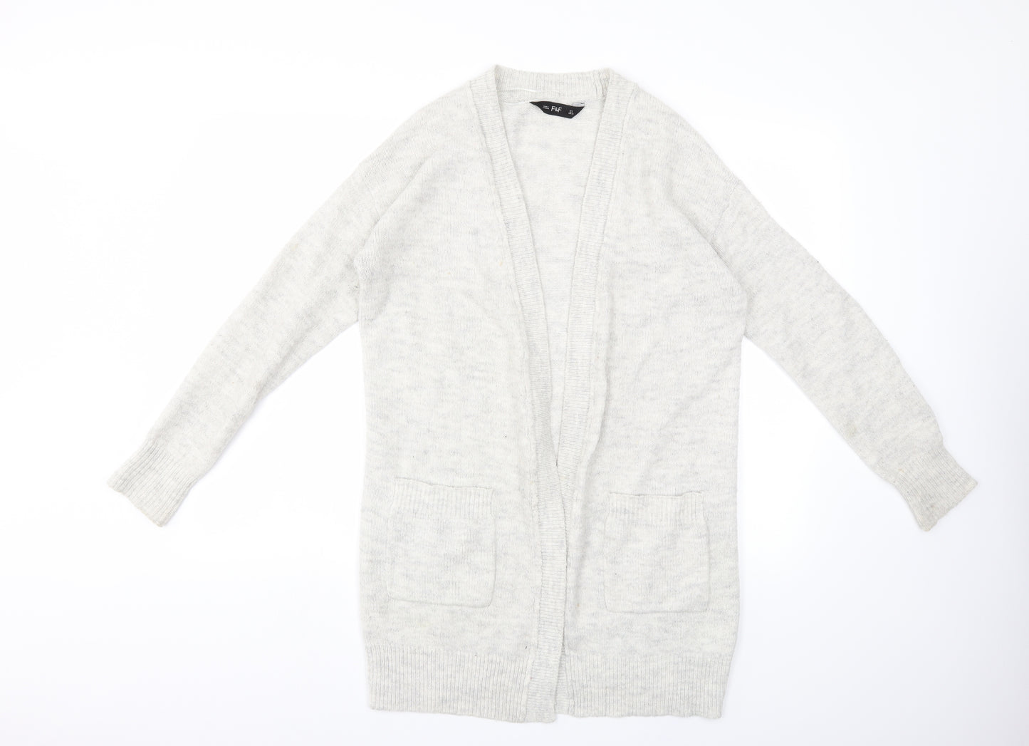 F&F Womens Grey  Knit Cardigan Jumper Size 6