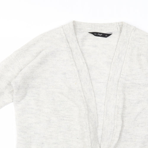 F&F Womens Grey  Knit Cardigan Jumper Size 6