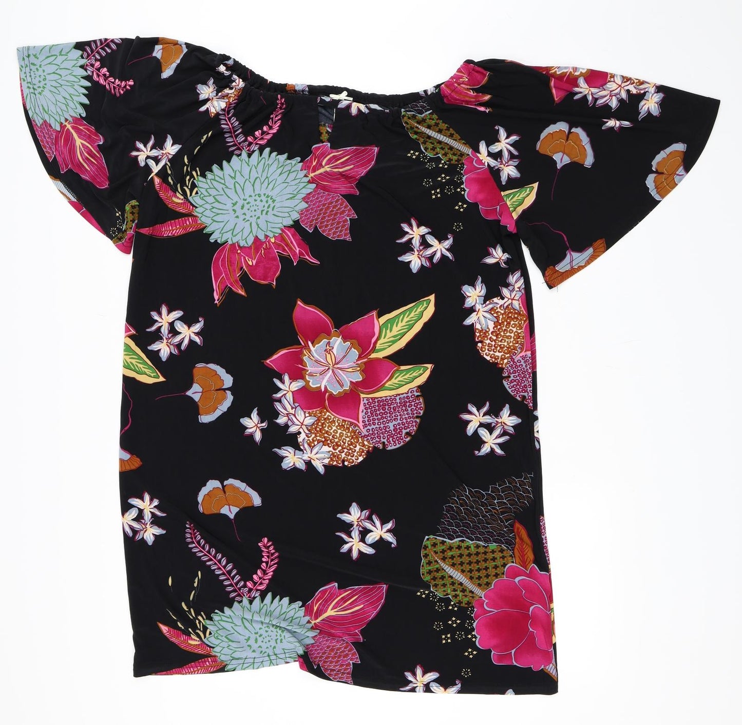 Cherry Lane Womens Black Floral  Shift  Size L