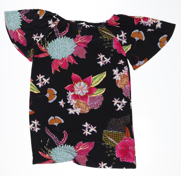 Cherry Lane Womens Black Floral  Shift  Size L