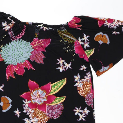 Cherry Lane Womens Black Floral  Shift  Size L