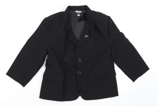 Front view of Click U.S.A boys’ black jacket blazer, size S