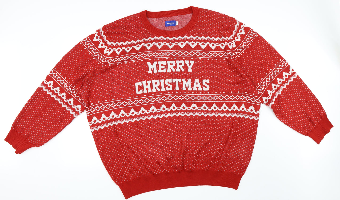 JACK & JONES Mens Red   Pullover Jumper Size 4XL  - Christmas Jumper