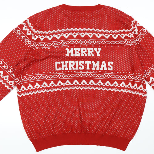 JACK & JONES Mens Red   Pullover Jumper Size 4XL  - Christmas Jumper