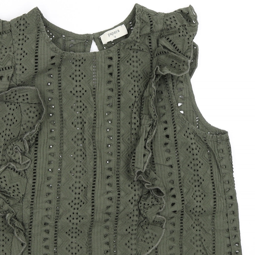 Papaya Womens Green   Basic Blouse Size 16