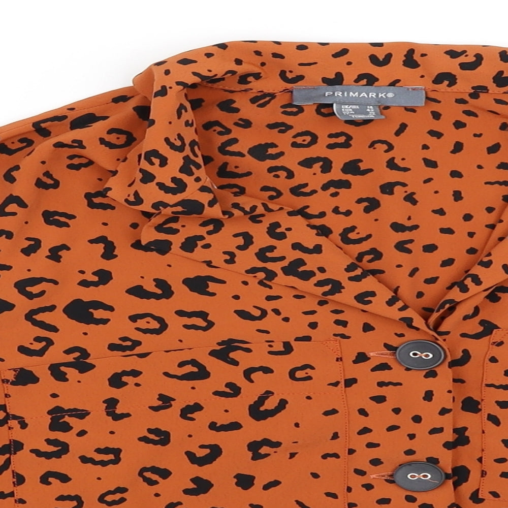 Primark Womens Orange Animal Print  Cropped Blouse Size 14