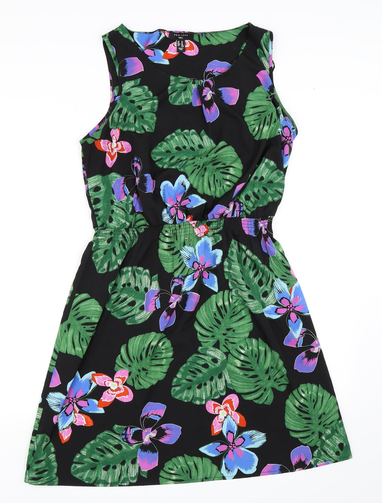New Look Womens Black Floral  Skater Dress  Size 14