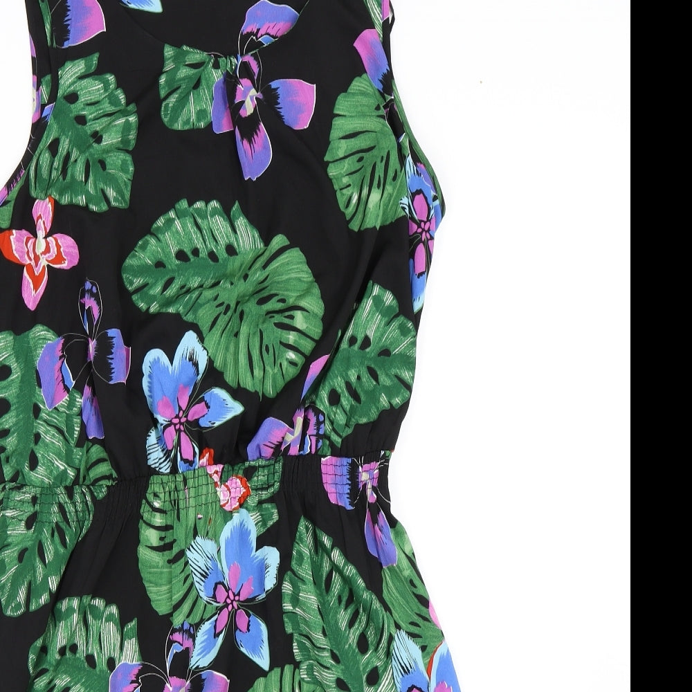 New Look Womens Black Floral  Skater Dress  Size 14