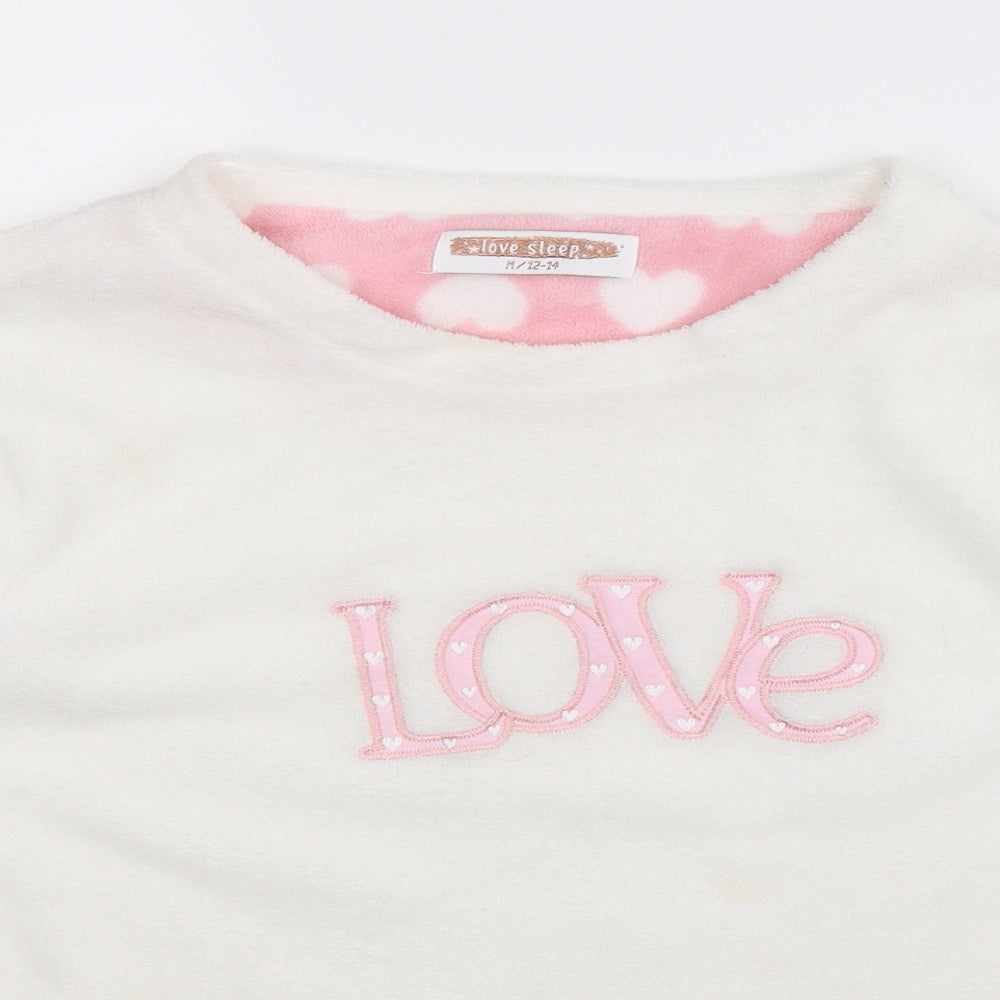 Love Sleep Womens White  Fleece Top Pyjama Top Size 14
