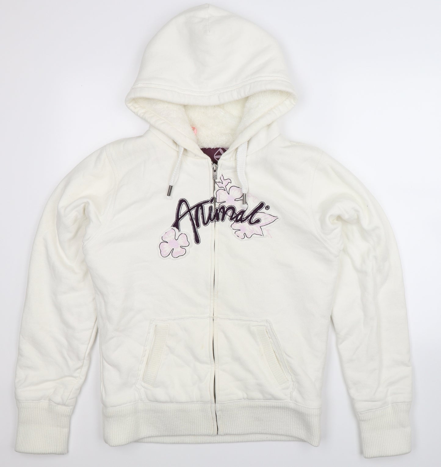 Animal Womens White   Full Zip Hoodie Size 14