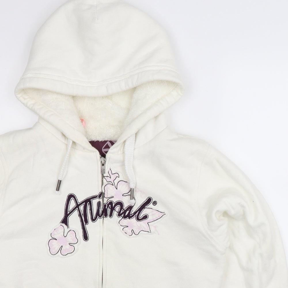 Animal Womens White   Full Zip Hoodie Size 14