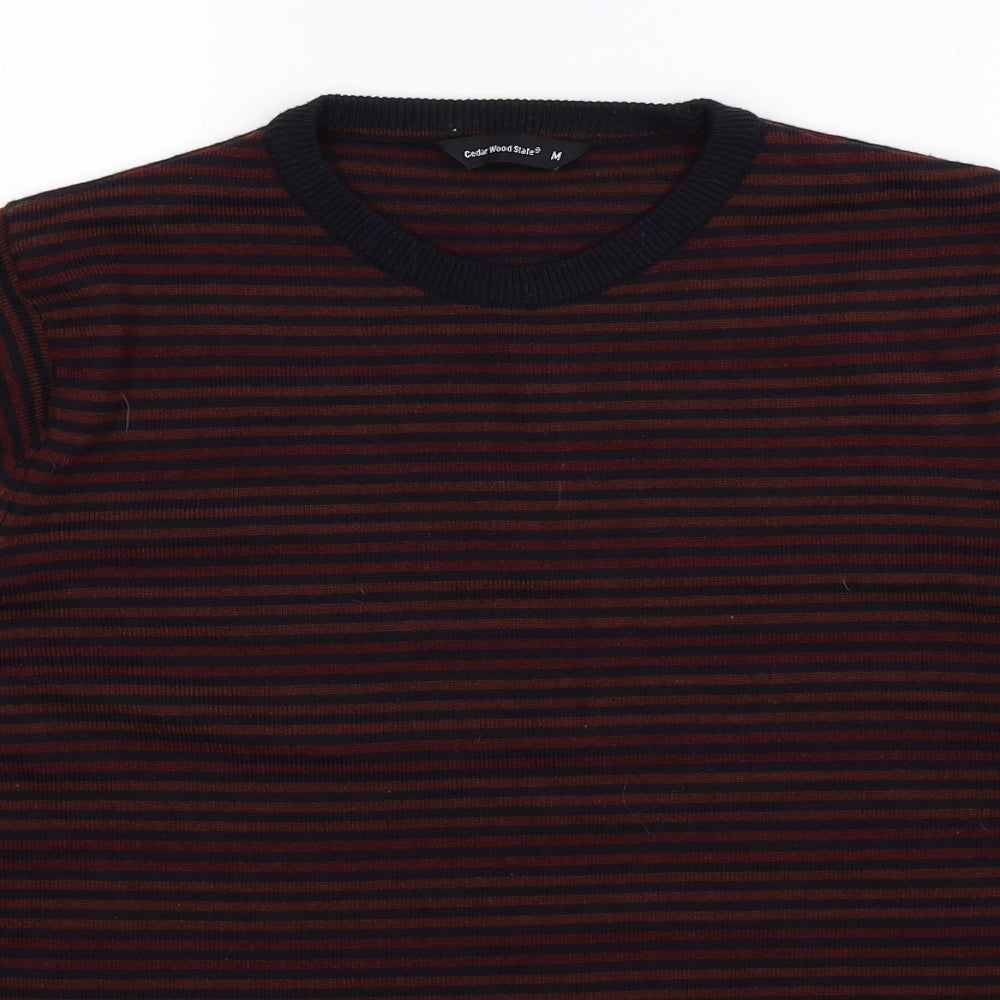 Cedar Wood State Mens Multicoloured Striped Knit Pullover Jumper Size M