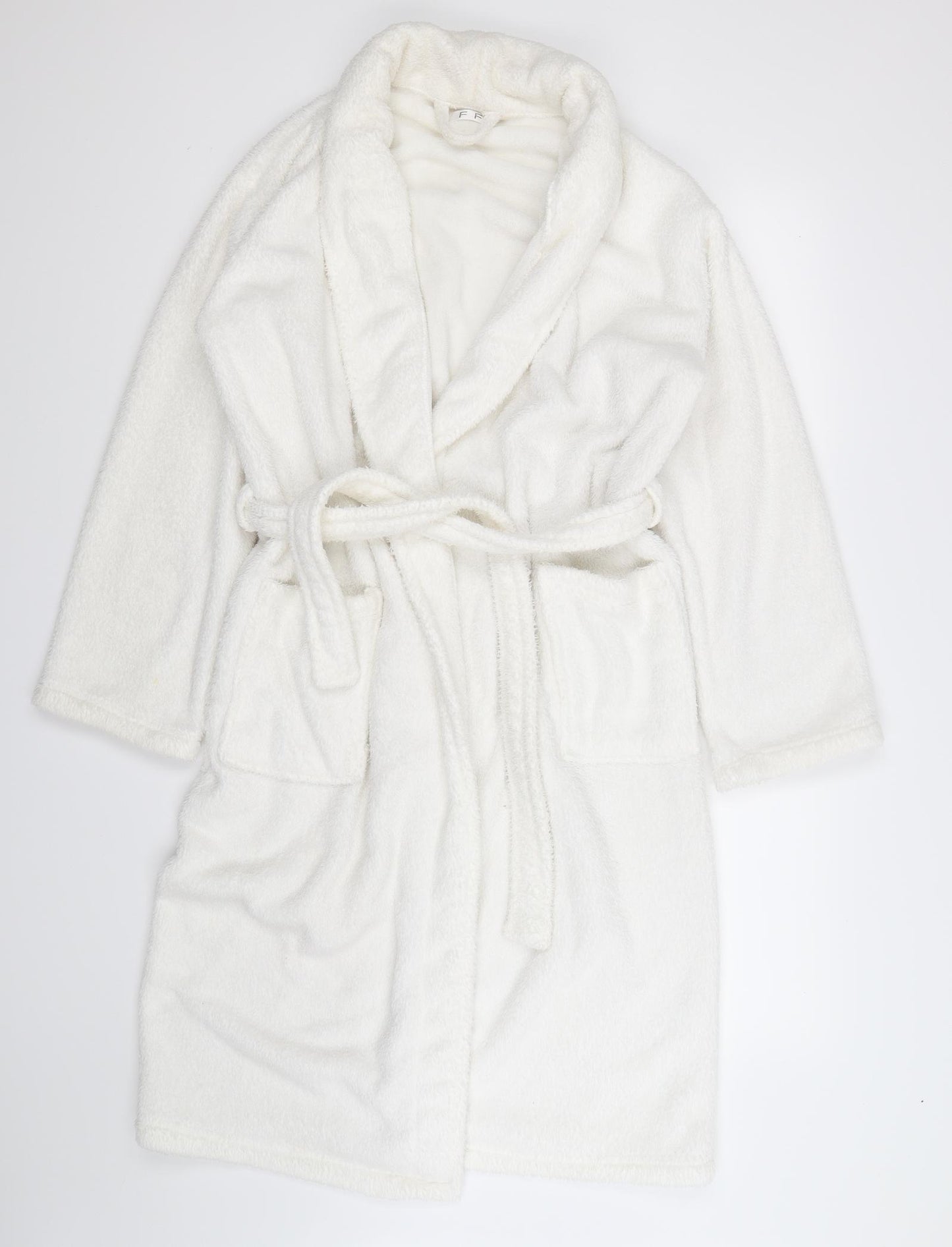 F&F Mens White  Fleece  Robe Size S