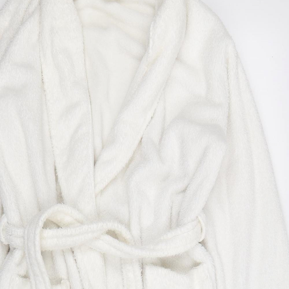 F&F Mens White  Fleece  Robe Size S
