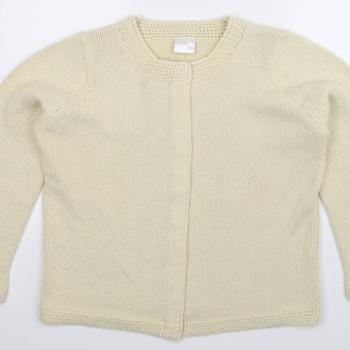 Preworn Womens White  Knit Cardigan Jumper Size 14