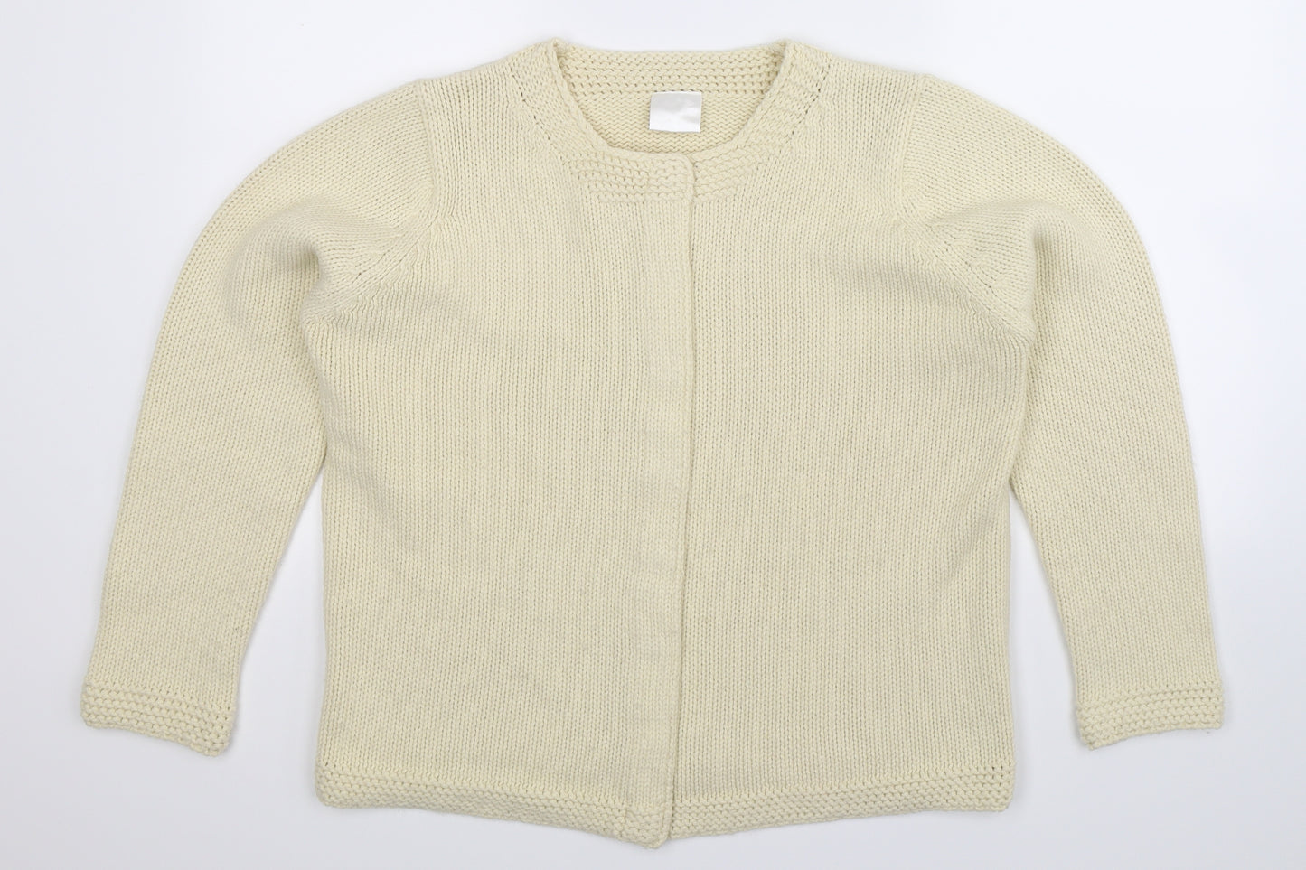 Preworn Womens White  Knit Cardigan Jumper Size 14