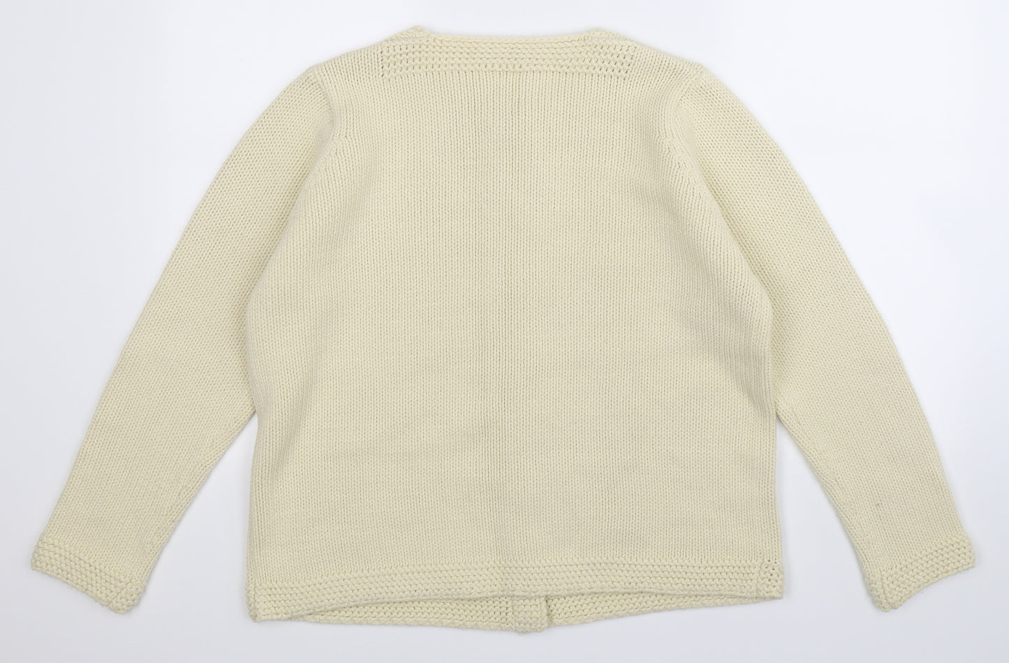Preworn Womens White  Knit Cardigan Jumper Size 14