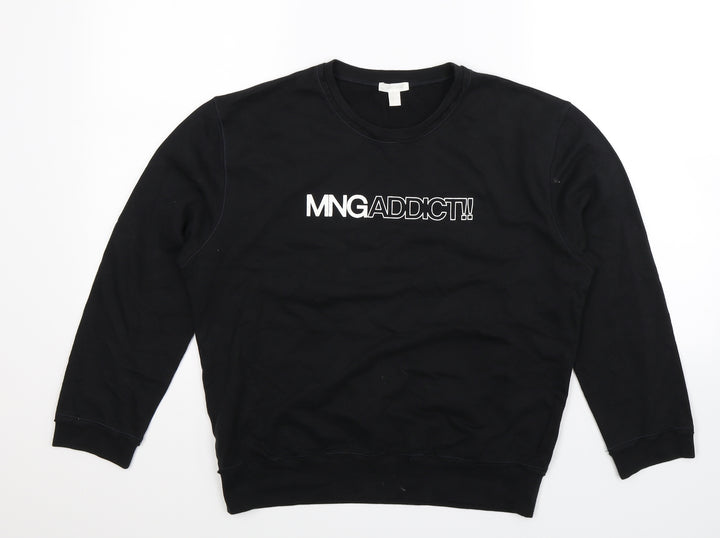 MNG Womens Black Pullover Sweatshirt Size XL