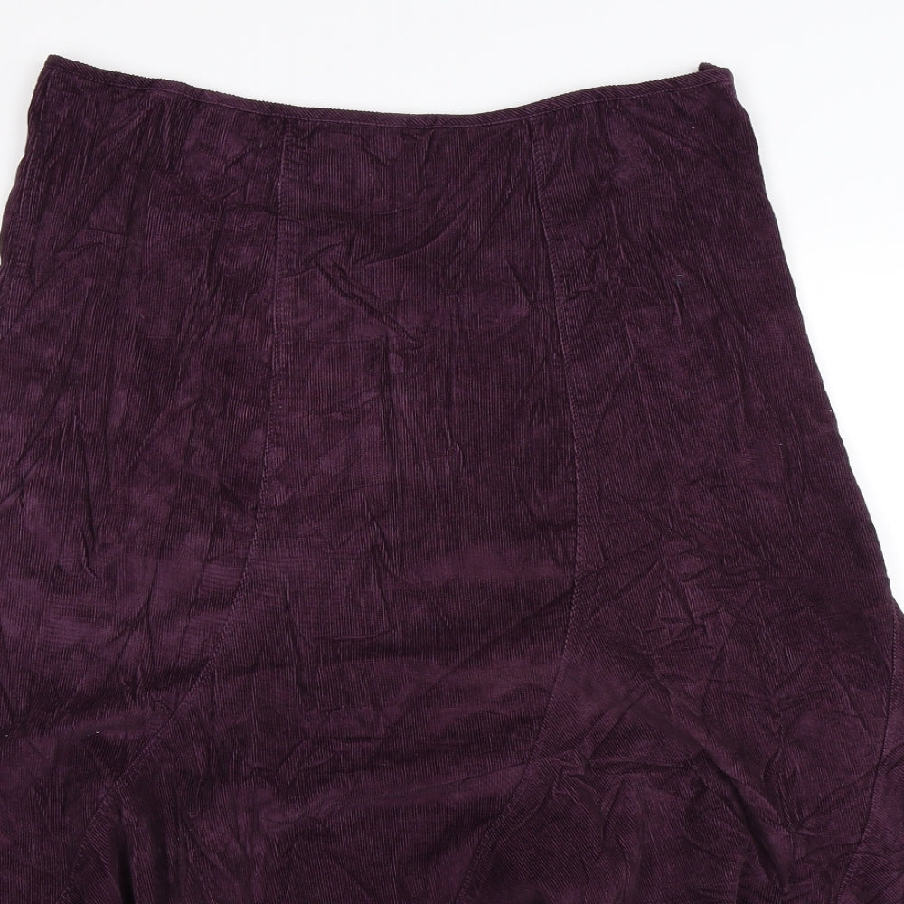 M&Co Womens Purple  Corduroy Flare Skirt Size 14