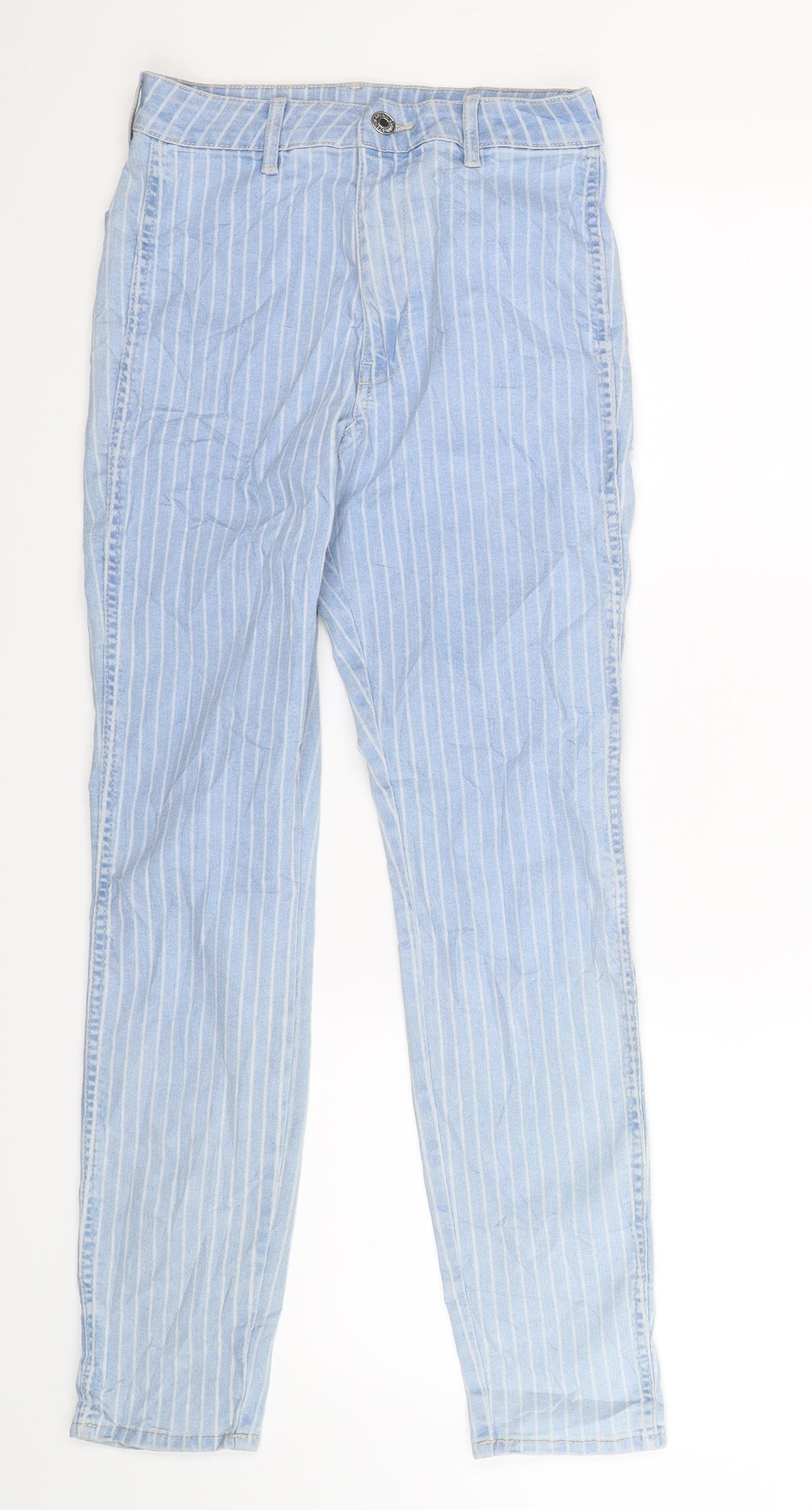 H&M Womens Blue Striped Denim Skinny Jeans Size 27 in L29 in
