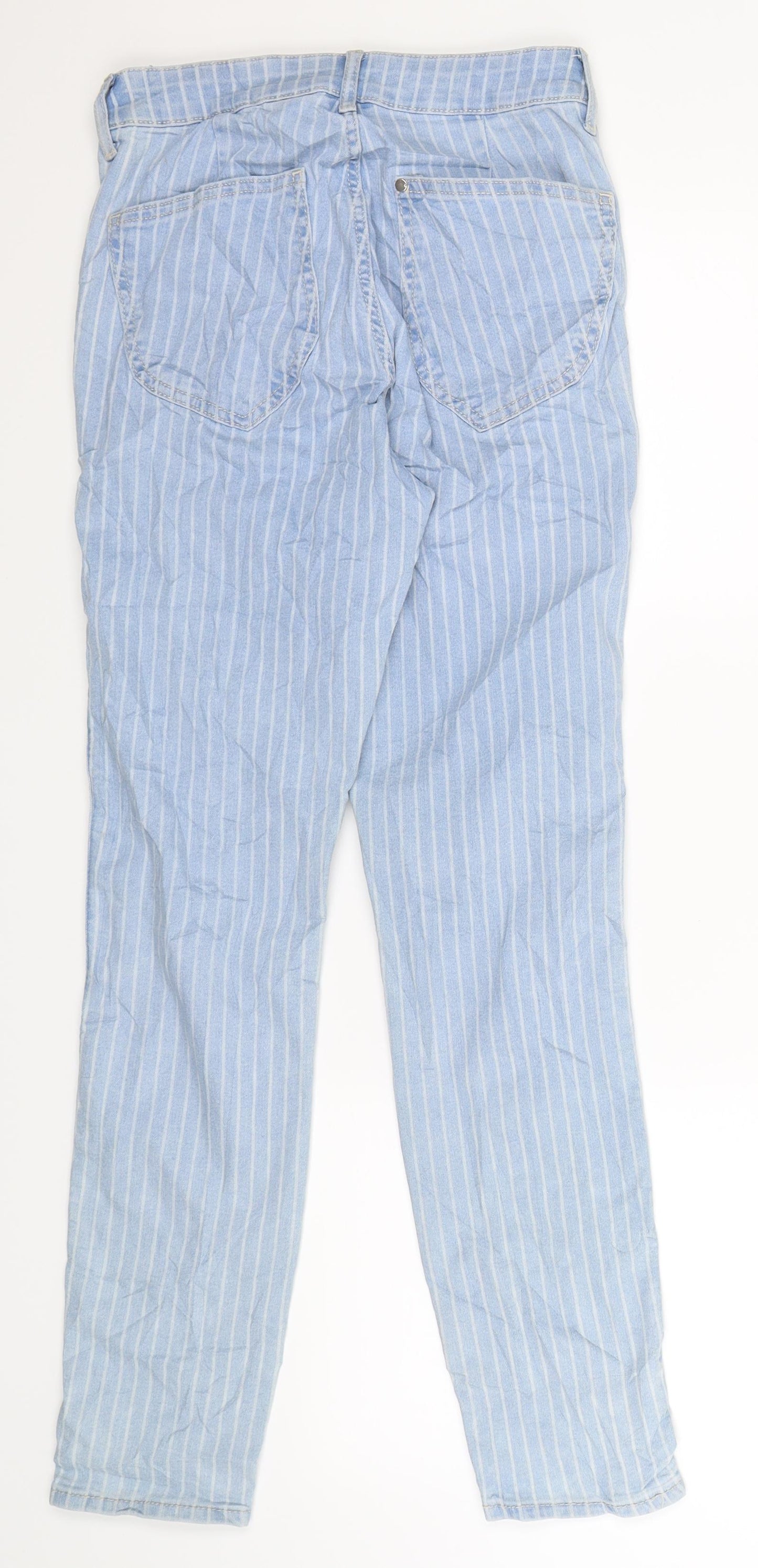 H&M Womens Blue Striped Denim Skinny Jeans Size 27 in L29 in