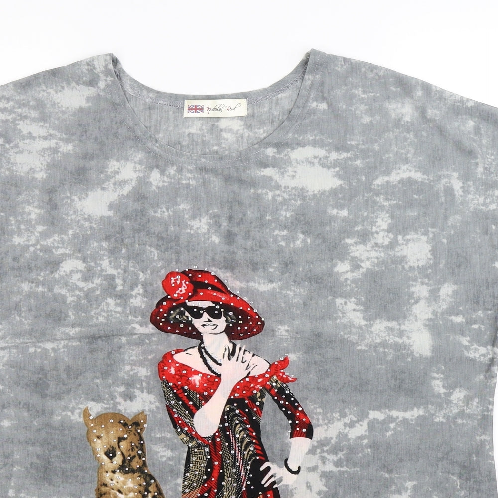 Nicholas Reid Womens Grey   Basic T-Shirt Size XL