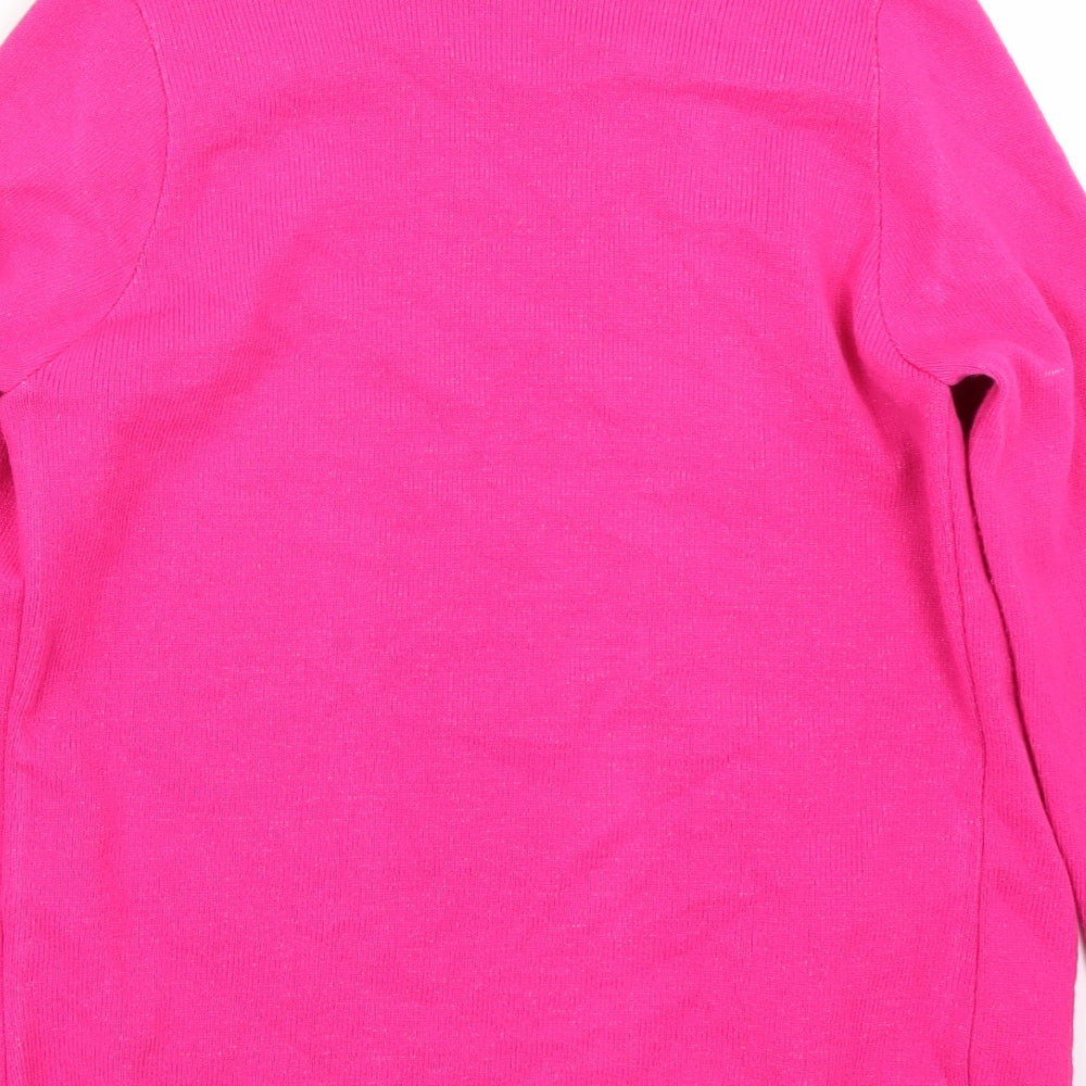 Classic Womens Pink Striped  Cardigan Jumper Size M