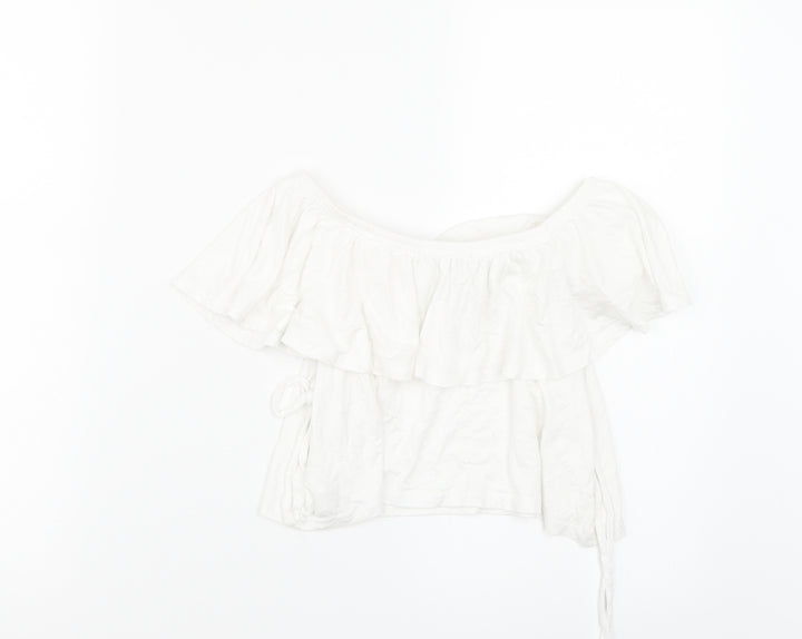 Missguided Womens White Cropped T-Shirt Size 10