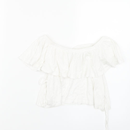 Missguided Womens White   Cropped T-Shirt Size 10
