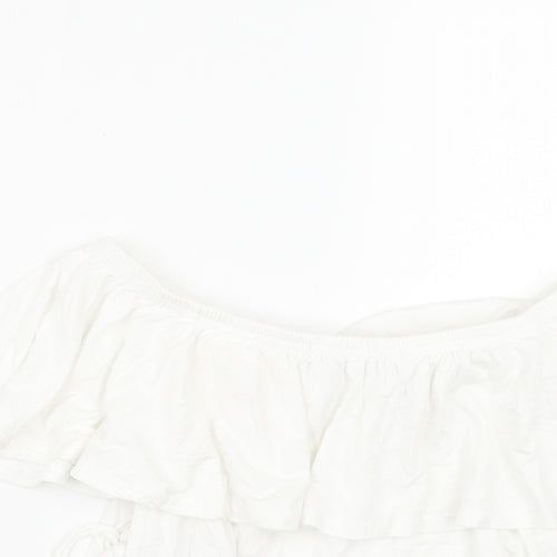 Missguided Womens White   Cropped T-Shirt Size 10