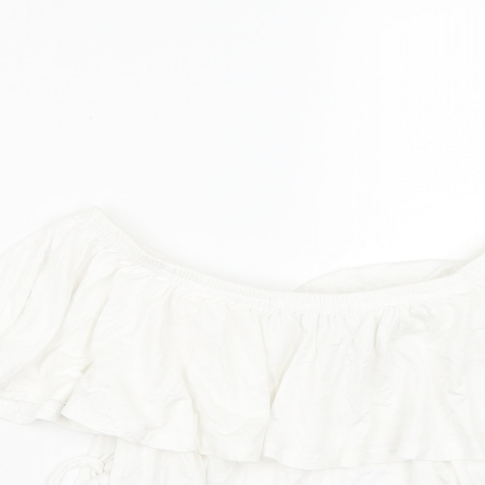 Missguided Womens White   Cropped T-Shirt Size 10