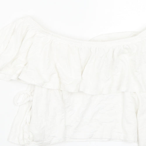 Missguided Womens White   Cropped T-Shirt Size 10