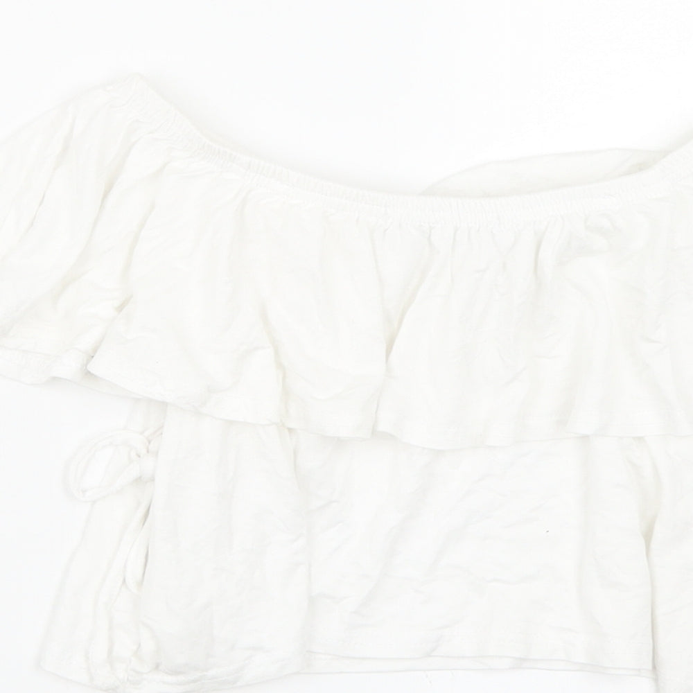 Missguided Womens White   Cropped T-Shirt Size 10