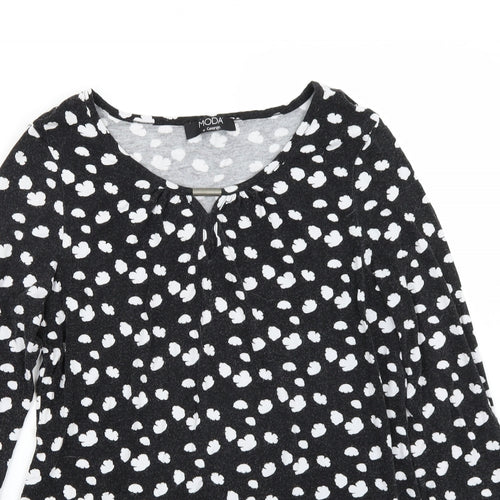 Moda Womens Black  Rayon Basic T-Shirt Size 14