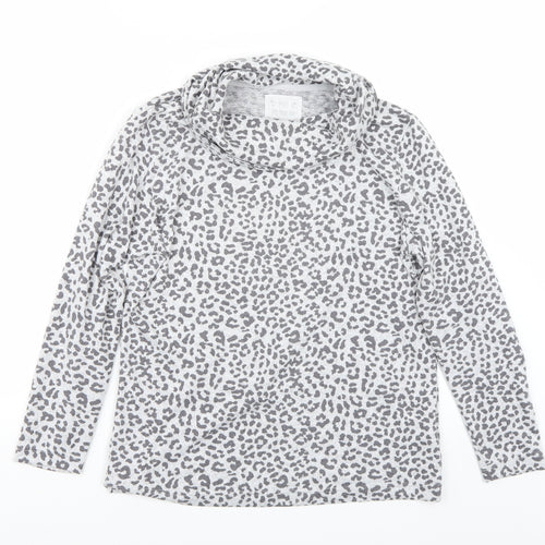 F&F Womens Grey Animal Print  Pullover Jumper Size 8