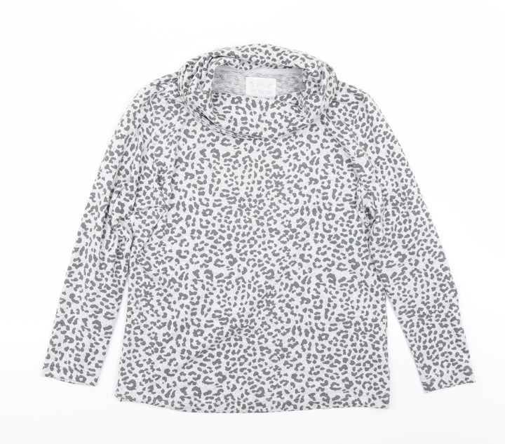 F&F Womens Grey Animal Print  Pullover Jumper Size 8