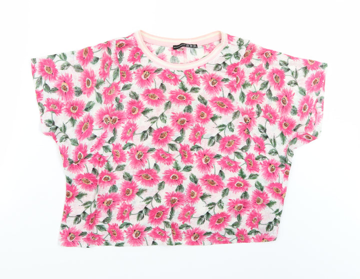 Primark Womens White Floral Basic Polo Size 12