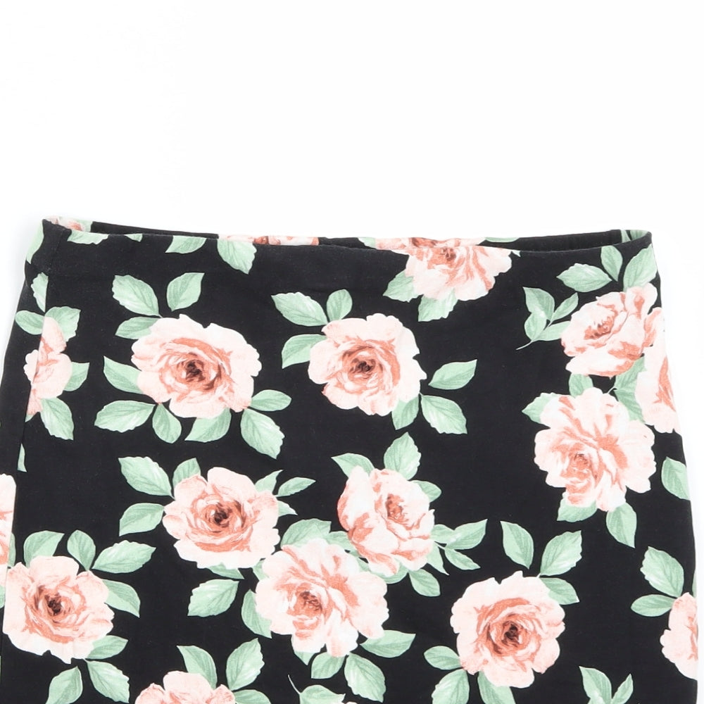 Newlook Womens Black Floral  A-Line Skirt Size 12