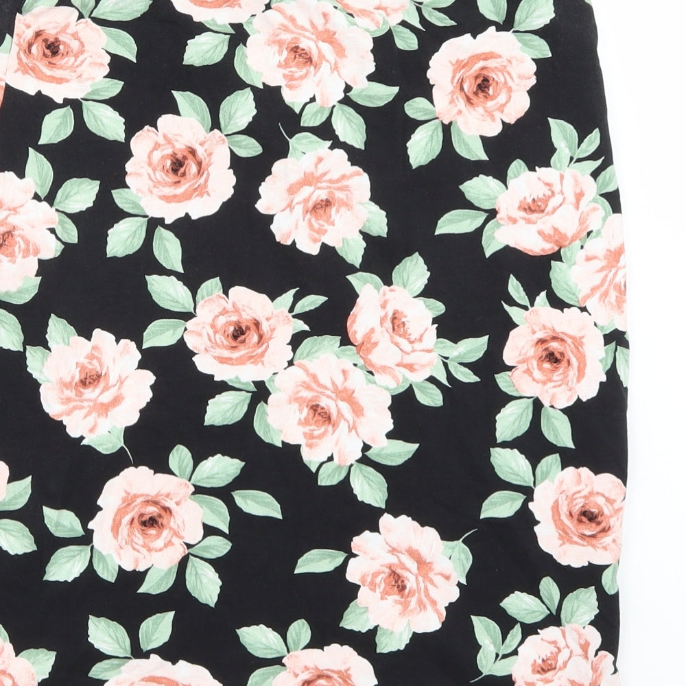 Newlook Womens Black Floral  A-Line Skirt Size 12