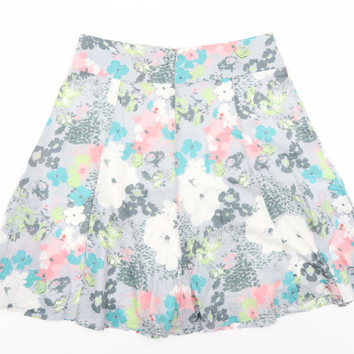 M&Co Womens Grey Floral  A-Line Skirt Size 14